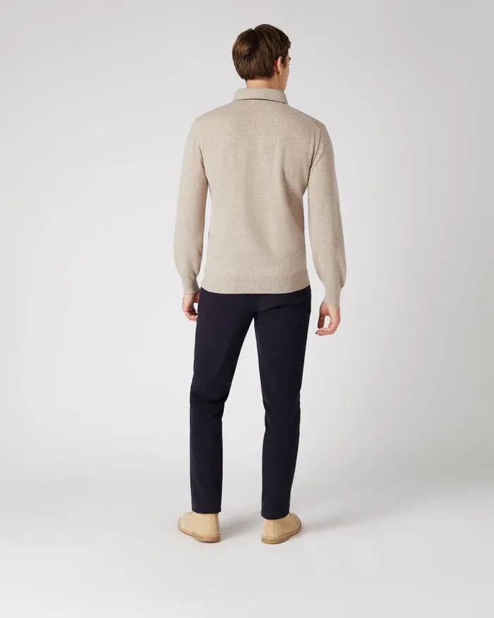 NPeal Polos and Tshirts Men Relaxed Polo Cashmere Shirt Oatmeal Brown