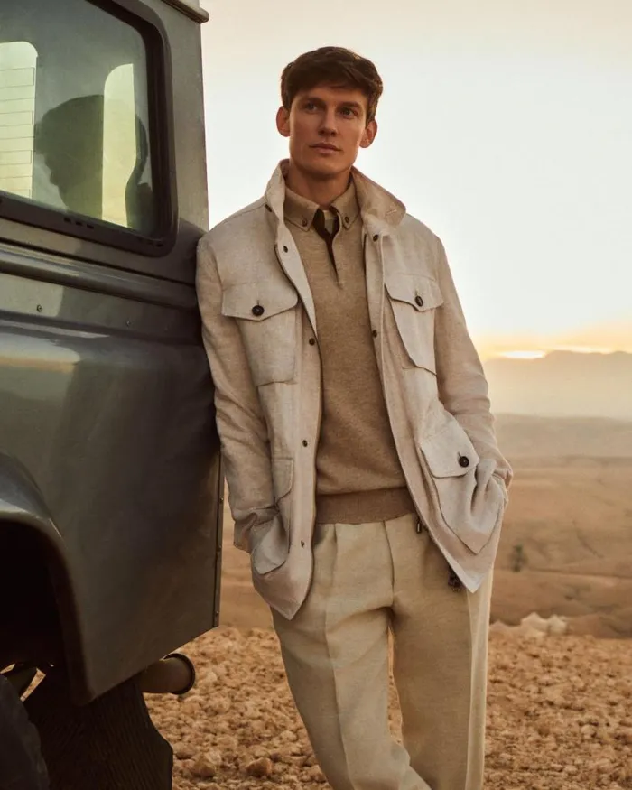 NPeal Polos and Tshirts Men Relaxed Polo Cashmere Shirt Oatmeal Brown