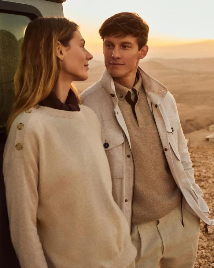 NPeal Polos and Tshirts Men Relaxed Polo Cashmere Shirt Oatmeal Brown