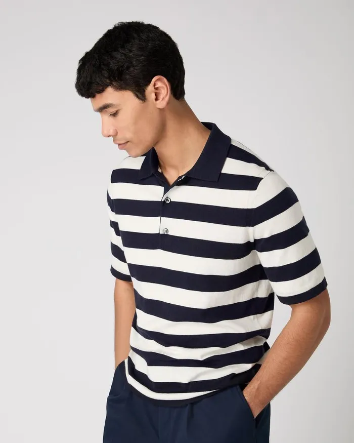 NPeal Polos and Tshirts Men Rock Polo Cotton Cashmere TShirt Stripe
