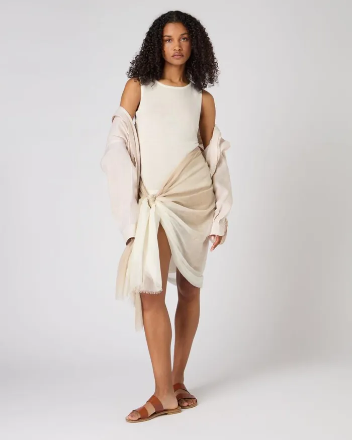 NPeal Sarongs and Kaftans Women Dip Dye Cashmere Scarf Oatmeal Brown