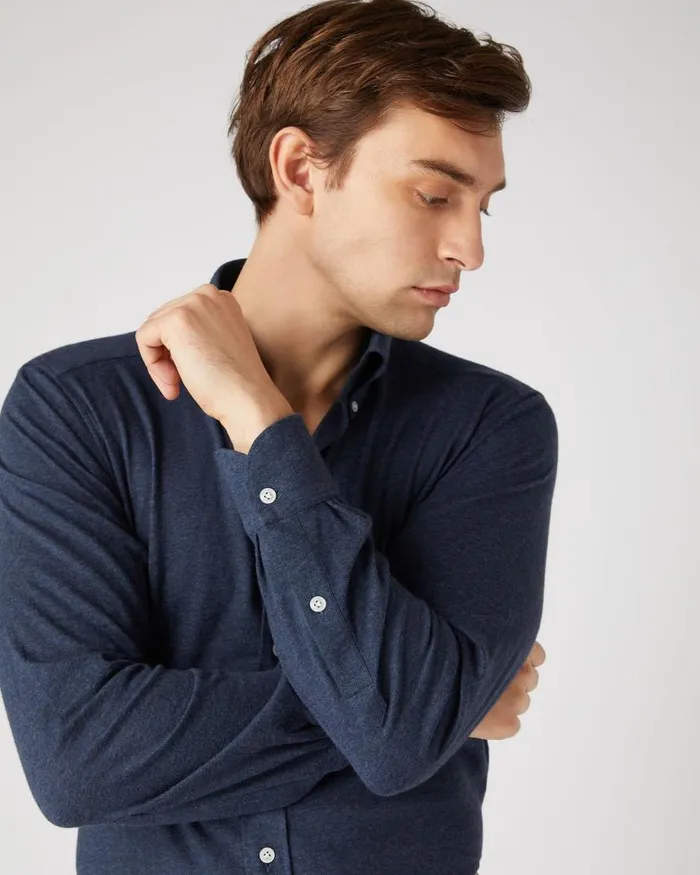 NPeal Shirts Men Button Down Collar Shirt Blue