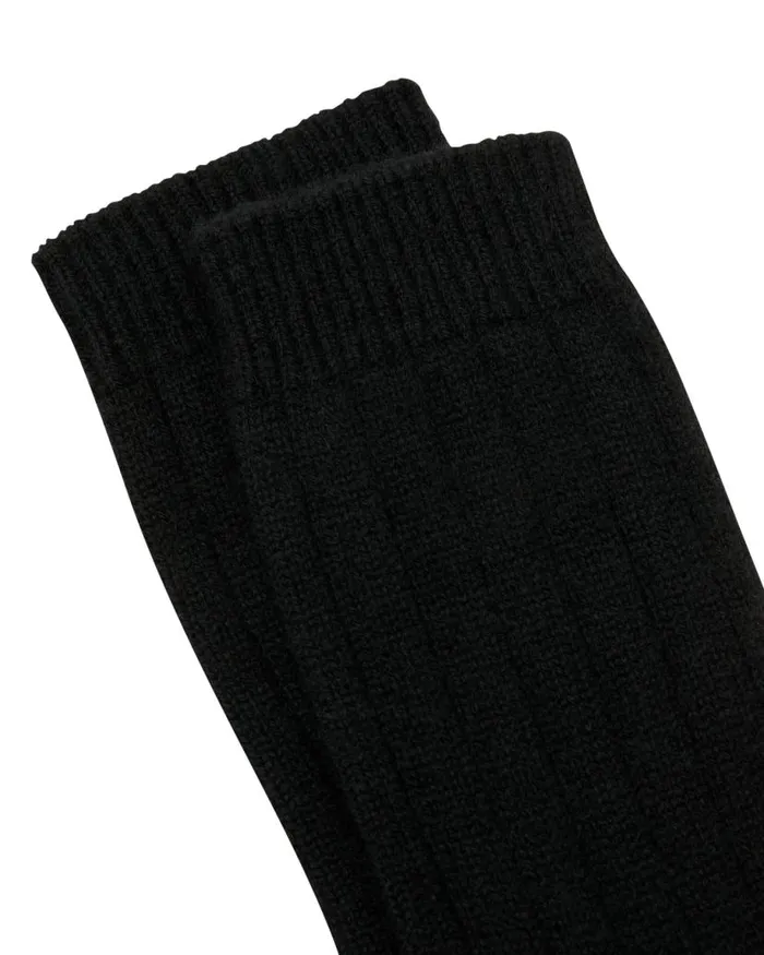 NPeal Socks Men Rib Cashmere House Socks Black