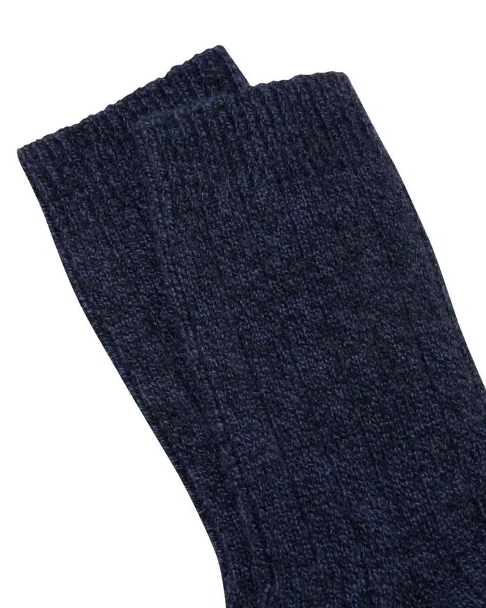 NPeal Socks Men Rib Cashmere House Socks Hurricane Blue