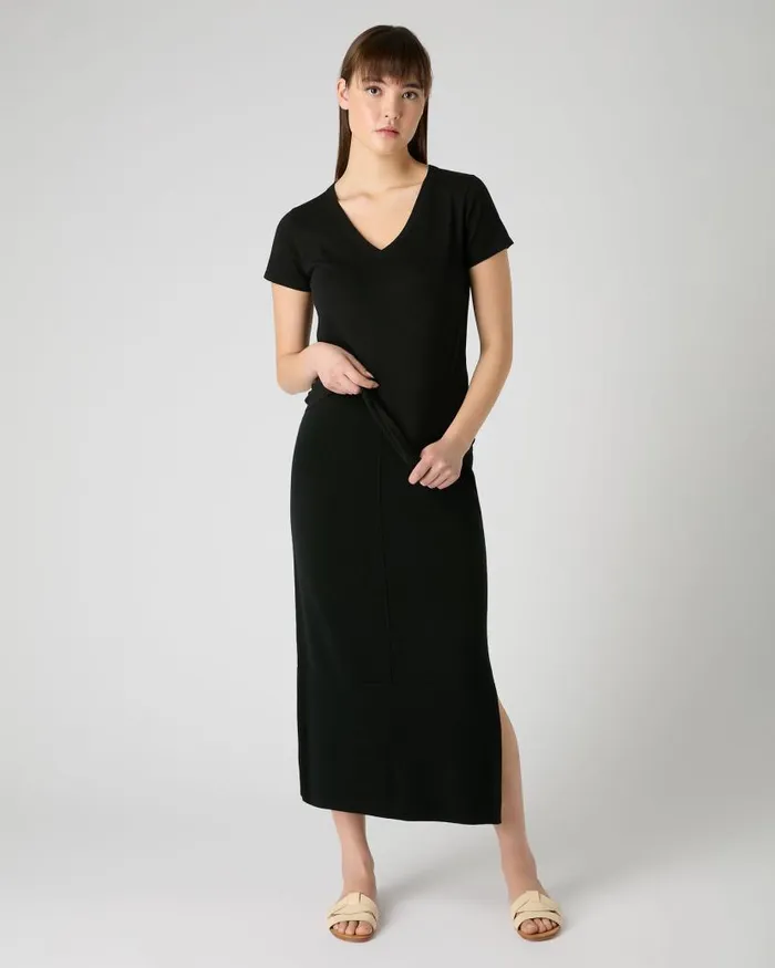 NPeal Tops and Tshirts Women Cotton Cashmere Silk TShirt Black
