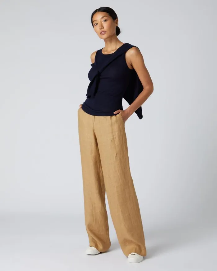 NPeal Tops and Tshirts Women Ella Superfine Cashmere Shell Top Navy Blue