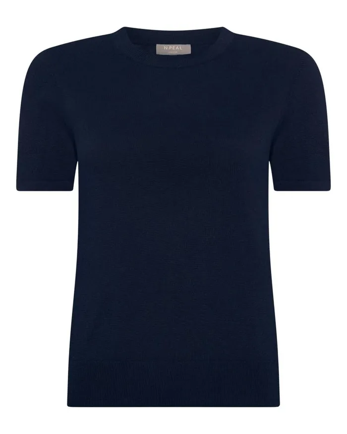 NPeal Tops and Tshirts Women Isla Superfine Cashmere TShirt Navy Blue