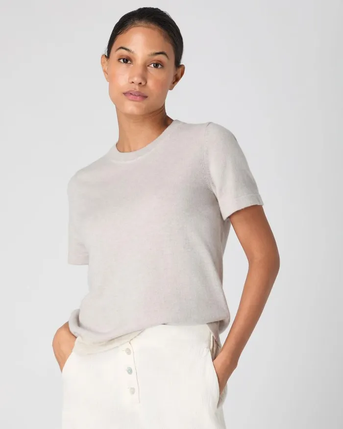 NPeal Tops and Tshirts Women Lottie Cashmere TShirt Pebble Grey