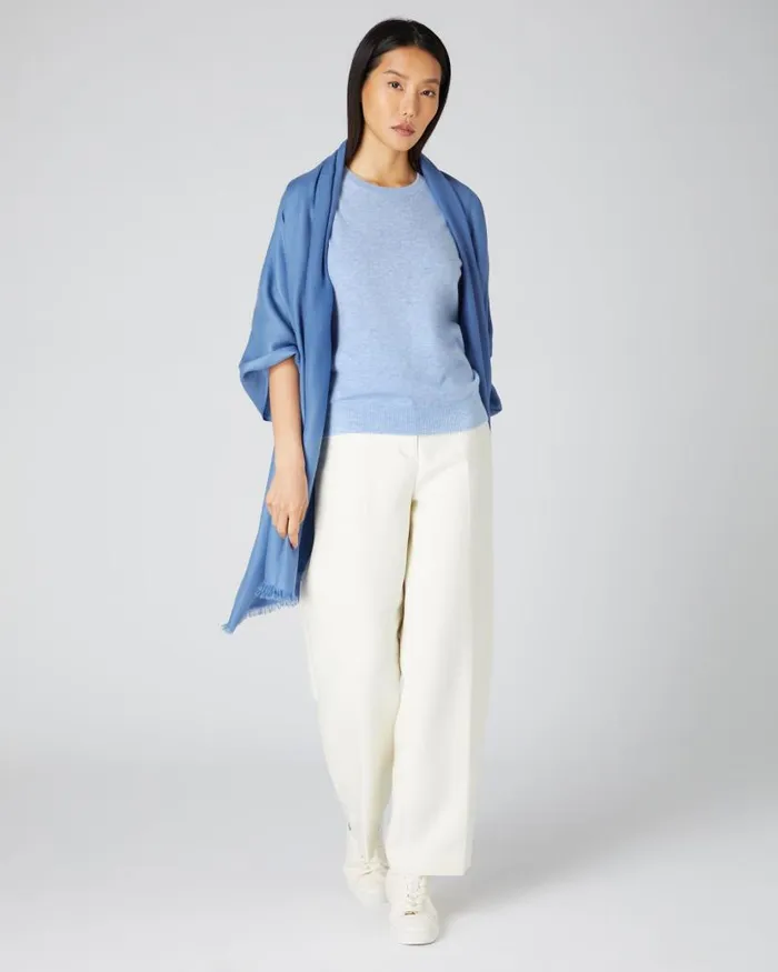 NPeal Tops and Tshirts Women Milly Classic Cashmere T Shirt Cornflower Blue