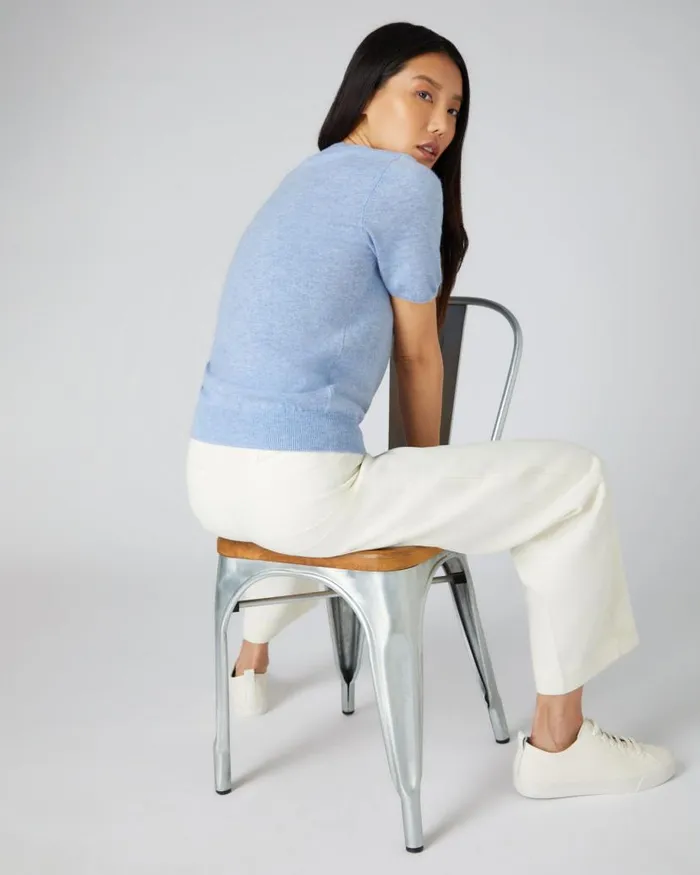 NPeal Tops and Tshirts Women Milly Classic Cashmere T Shirt Cornflower Blue