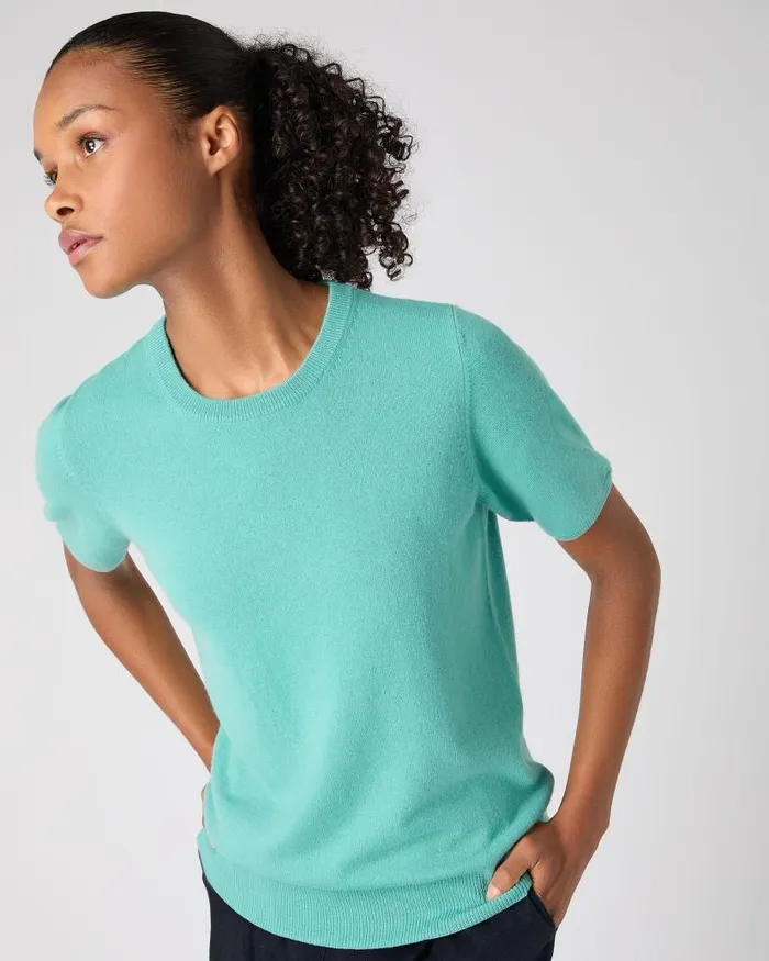 NPeal Tops and Tshirts Women Milly Classic Cashmere TShirt Opal Green