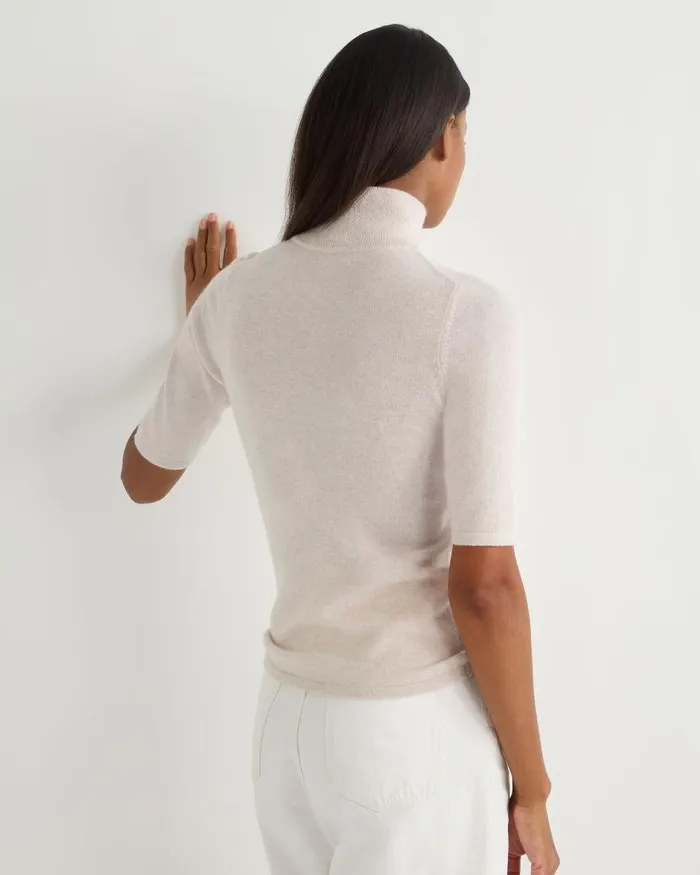 NPeal Tops and Tshirts Women Mock Neck Cashmere TShirt Frost White
