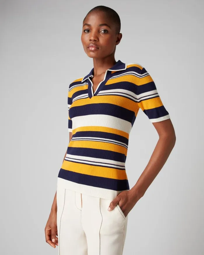NPeal Tops and Tshirts Women Stripe Short Sleeve T Shirt Multi