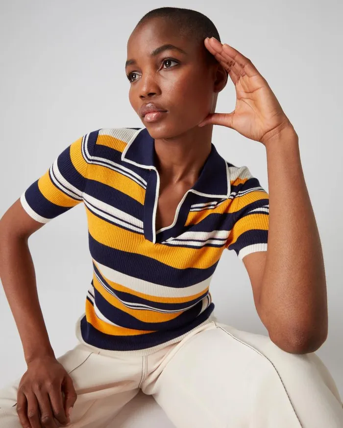 NPeal Tops and Tshirts Women Stripe Short Sleeve T Shirt Multi