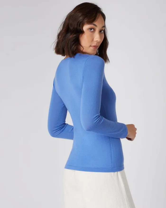 NPeal Tops and Tshirts Women Superfine Long Sleeve Cashmere Top Sky Blue