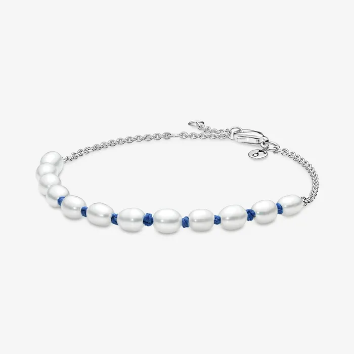 Noncharm Bracelets Women Pandora Treated Freshwater Cultured Pearl Blue Cord Chain Bracelet Noncharm Bracelets Women Pandora Treated Freshwater Cultured Pearl Blue Cord Chain Bracelet