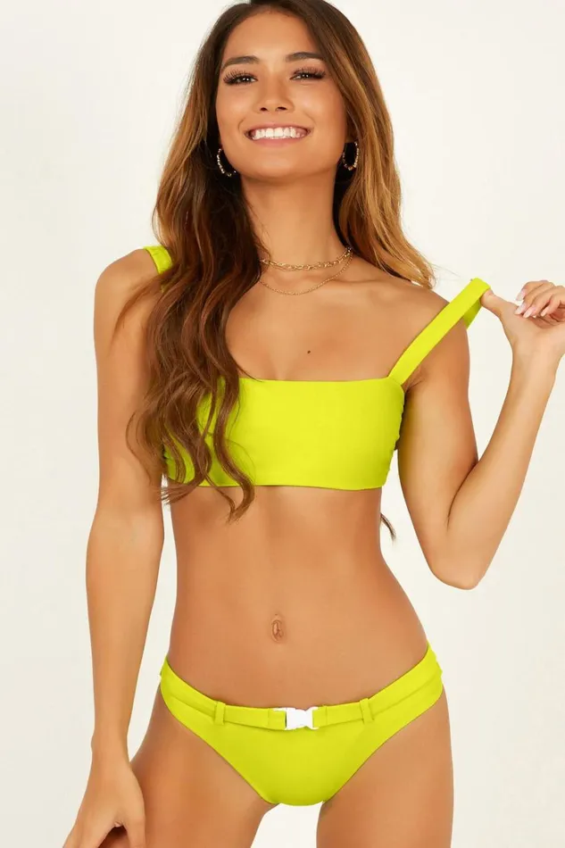 Nora Bikini Bottom In Lime Women Showpo Swimwear