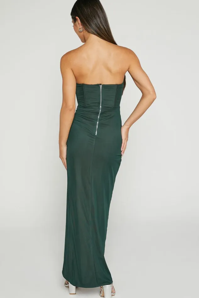 Nora Midi Dress 8211 Corset Detailing Dress In Emerald Women Showpo Curve Clothes