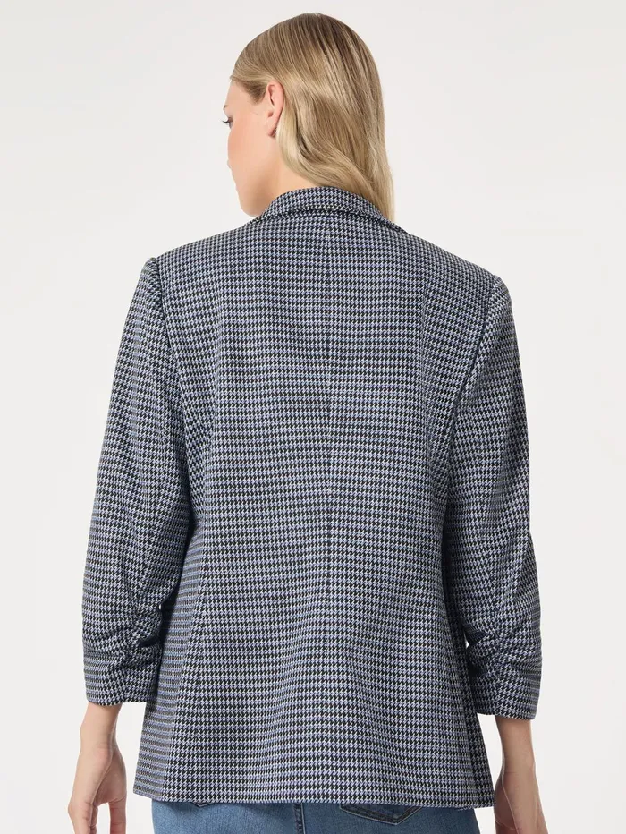 Notch Collar Open Front Houndstooth Jacket Women Jones New York Blazers Notch Collar Open Front Houndstooth Jacket Women Jones New York Blazers