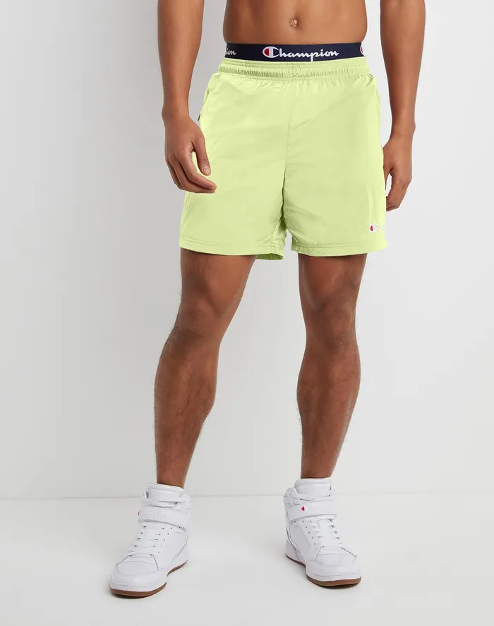 Nylon Warm Up Shorts 6034 Pale Yellow Green Men Champion Shorts