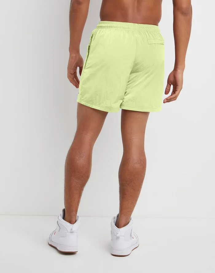 Nylon Warm Up Shorts 6034 Pale Yellow Green Men Champion Shorts