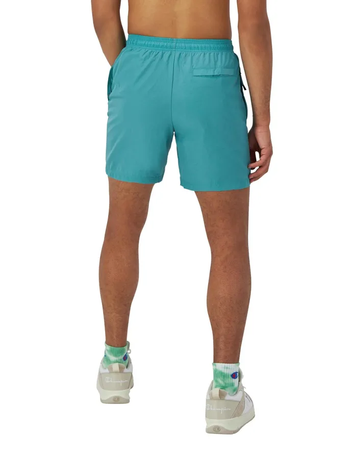 Nylon WarmUp Shorts With Mesh Liner Script Logo 6034 Deep Jade Men Champion Shorts