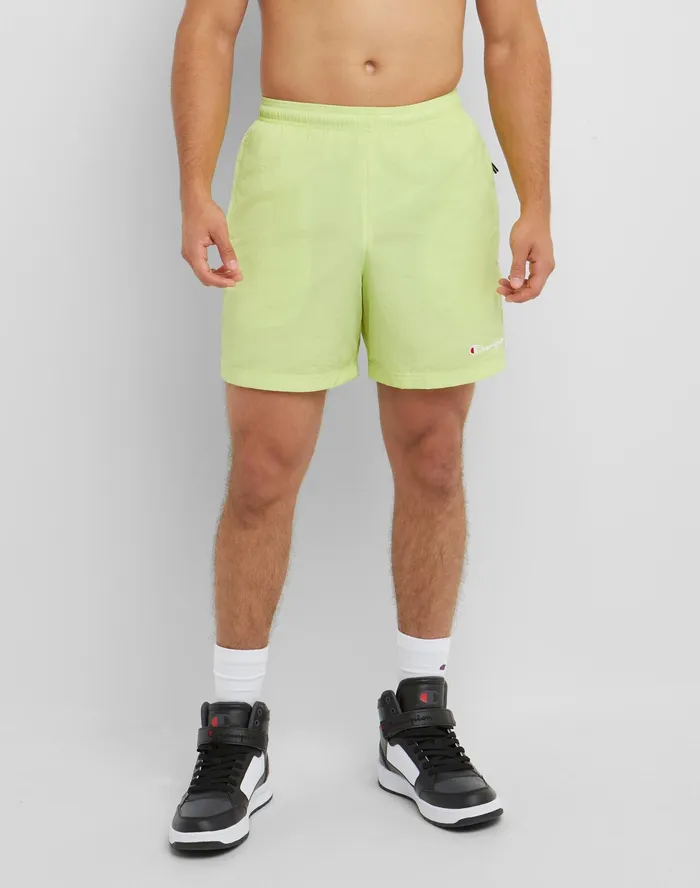 Nylon WarmUp Shorts With Mesh Liner Script Logo 6034 Swimming Line Men Champion Shorts