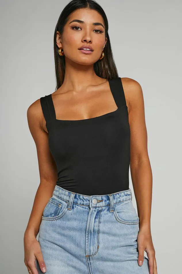Off My Back Bodysuit 8211 Square Neck Bodysuit In Black Women Showpo Basics