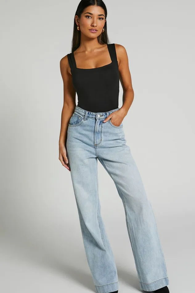 Off My Back Bodysuit 8211 Square Neck Bodysuit In Black Women Showpo Basics