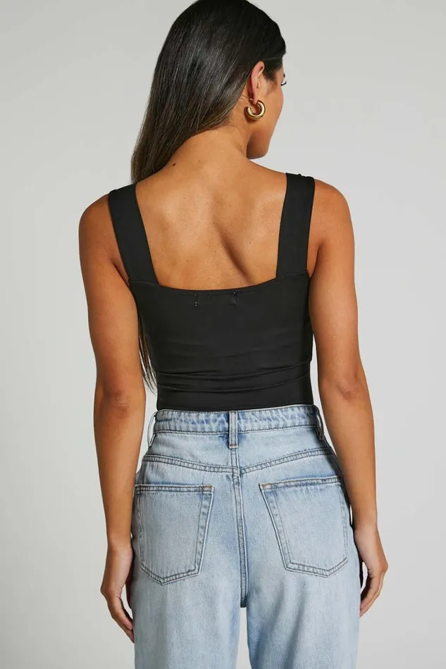Off My Back Bodysuit 8211 Square Neck Bodysuit In Black Women Showpo Basics