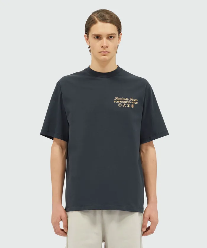 Organic Cotton 034Fantastic Green Burro Studio034 Navy Blue TShirt WomenMen MSGM Tshirts