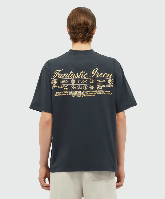 Organic Cotton 034Fantastic Green Burro Studio034 Navy Blue TShirt WomenMen MSGM Tshirts