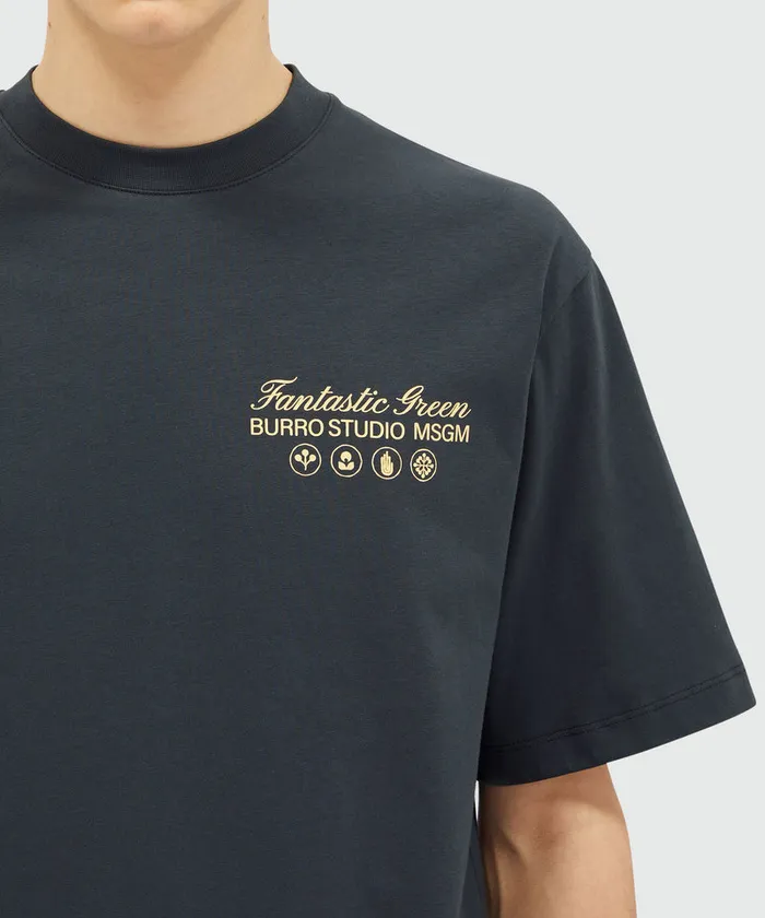 Organic Cotton 034Fantastic Green Burro Studio034 Navy Blue TShirt WomenMen MSGM Tshirts