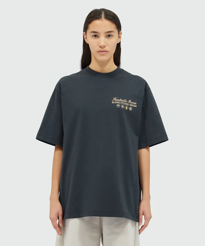 Organic Cotton 034Fantastic Green Burro Studio034 Navy Blue TShirt WomenMen MSGM Tshirts