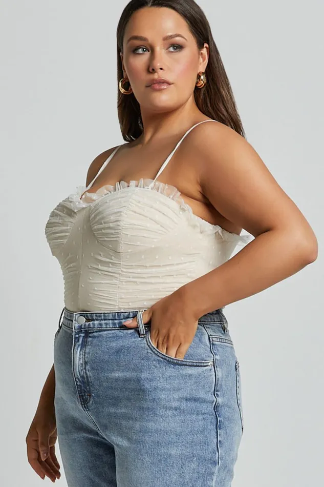 Out Of Patience Bodysuit 8211 Mesh Spot Bodysuit In White Women Showpo Curve Clothes