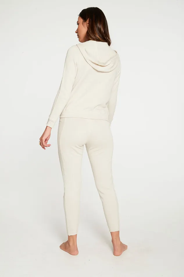 Outerwear Linen French Terry Long Sleeve Raw Edge Zip Up Hoodie Chaser Brand Womens