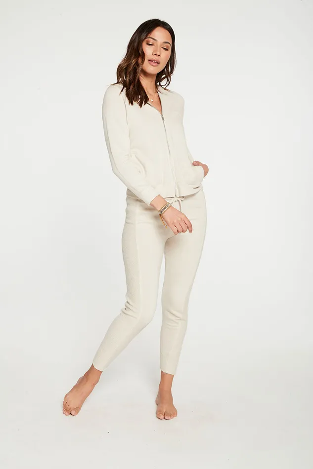 Outerwear Linen French Terry Long Sleeve Raw Edge Zip Up Hoodie Chaser Brand Womens