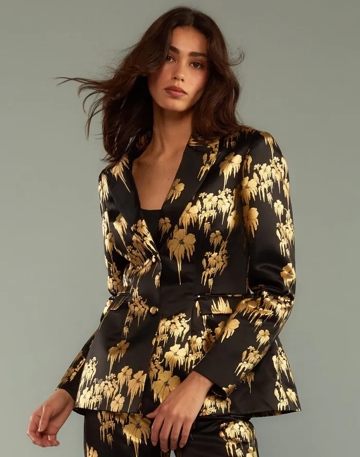 Party Shop Women Cynthia Rowley Dripping In Gold Fitted Blazer
