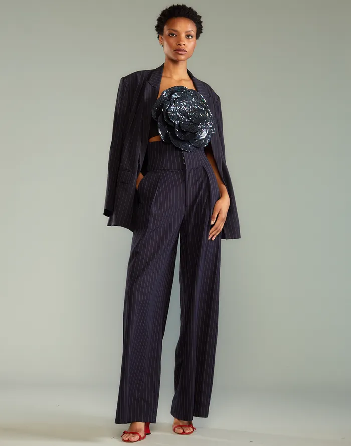 Party Shop Women Cynthia Rowley Pinstripe Corset Waist Pants