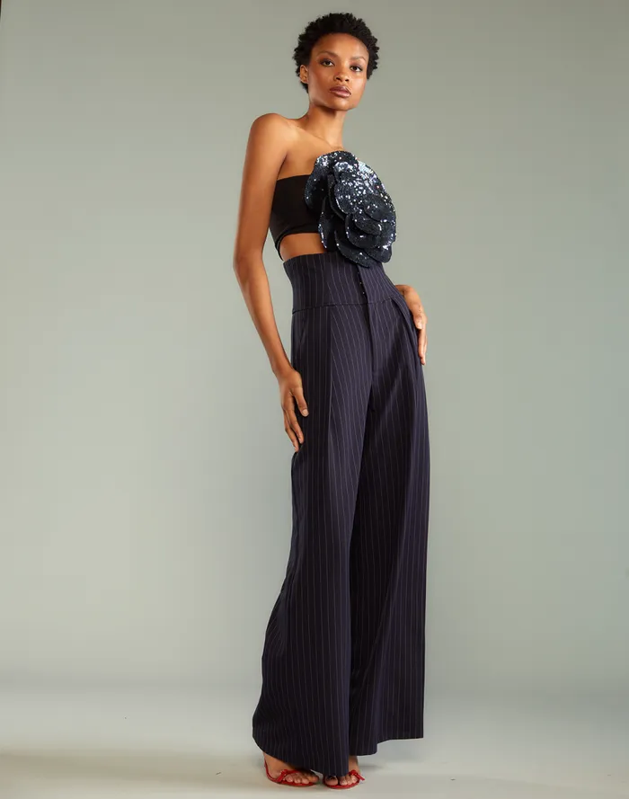 Party Shop Women Cynthia Rowley Pinstripe Corset Waist Pants