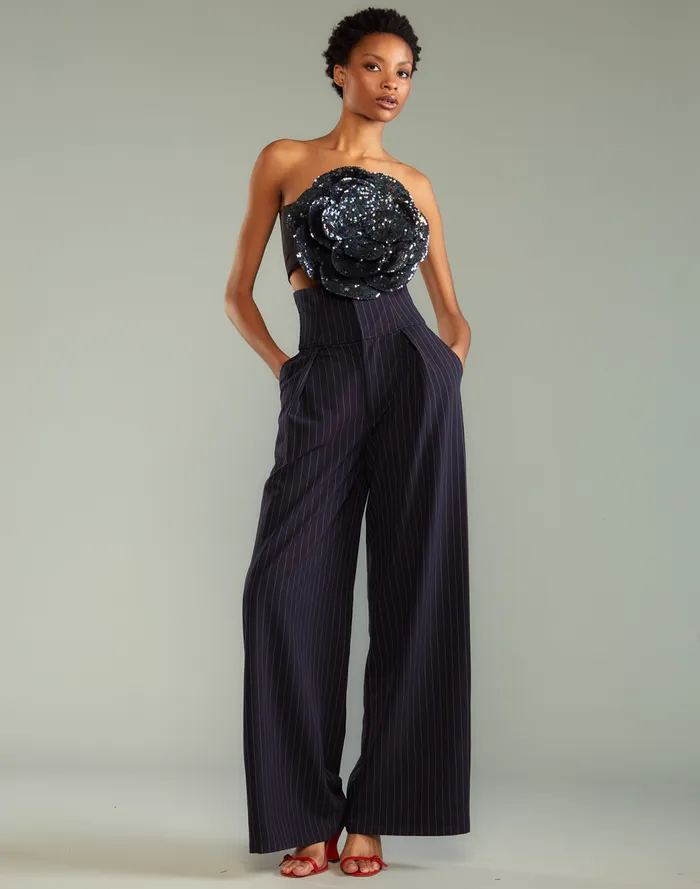 Party Shop Women Cynthia Rowley Pinstripe Corset Waist Pants