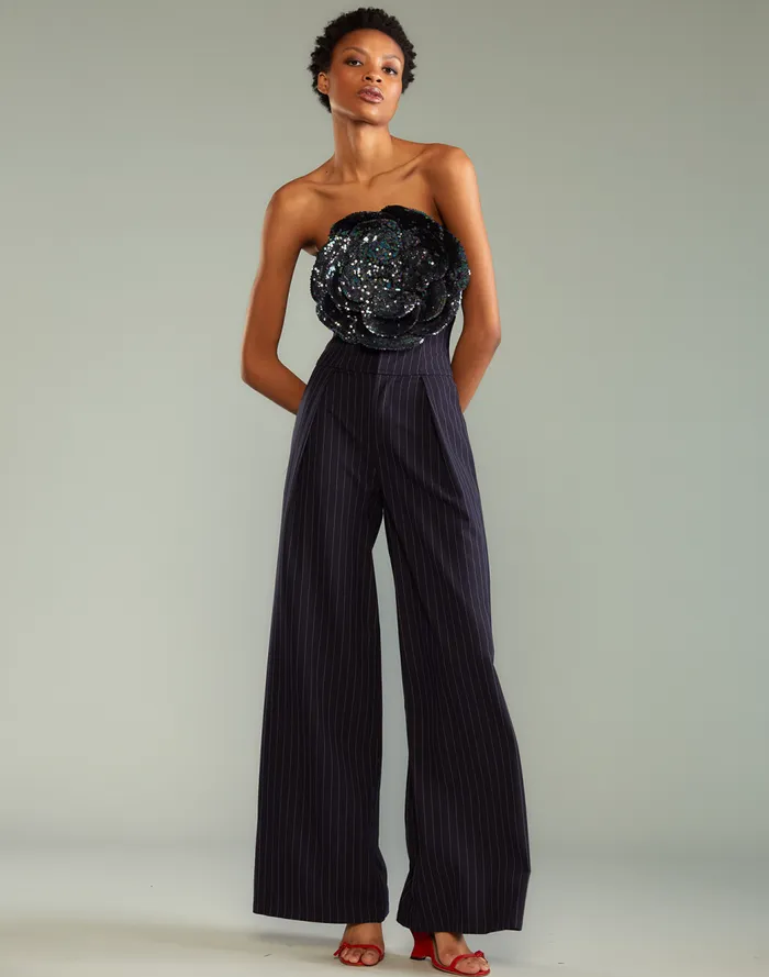 Party Shop Women Cynthia Rowley Pinstripe Corset Waist Pants