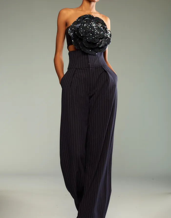 Party Shop Women Cynthia Rowley Pinstripe Corset Waist Pants