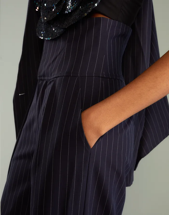 Party Shop Women Cynthia Rowley Pinstripe Corset Waist Pants