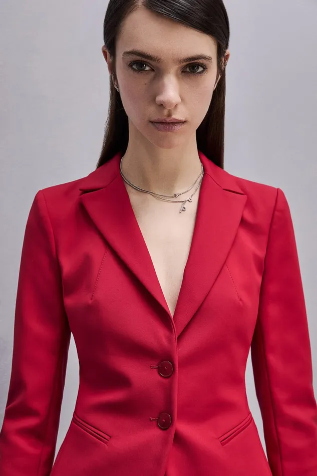 Patrizia Pepe 2button Slim Jacket Red Red Heart Apparel Blazers