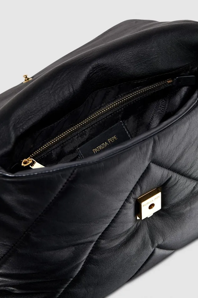 Patrizia Pepe Black Padded Fly Crossbody Bag Nero Bags Crossbodys