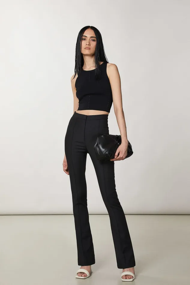 Patrizia Pepe Black Slim Flare Pants Nero Apparel Flared