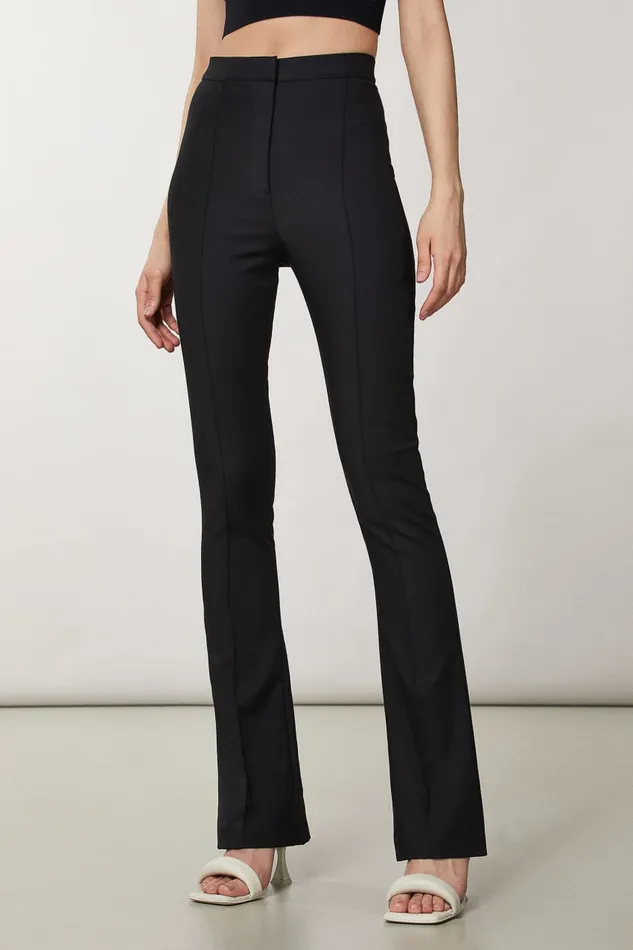 Patrizia Pepe Black Slim Flare Pants Nero Apparel Flared
