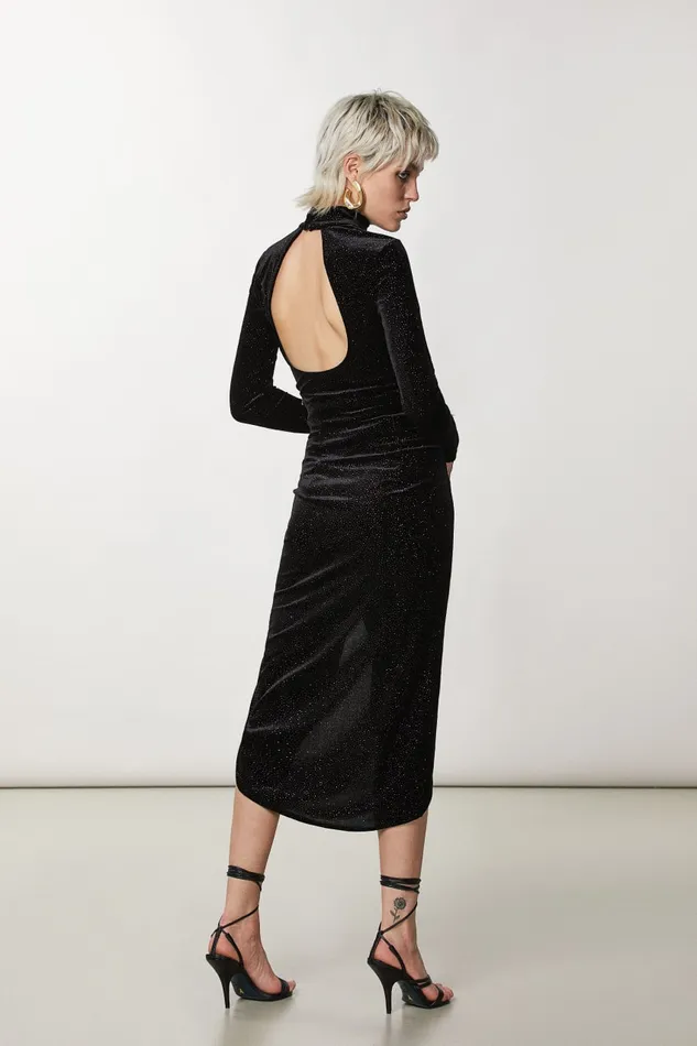Patrizia Pepe Black Velvet Cutout Sweater Blackandpurple Glitter Apparel Tops