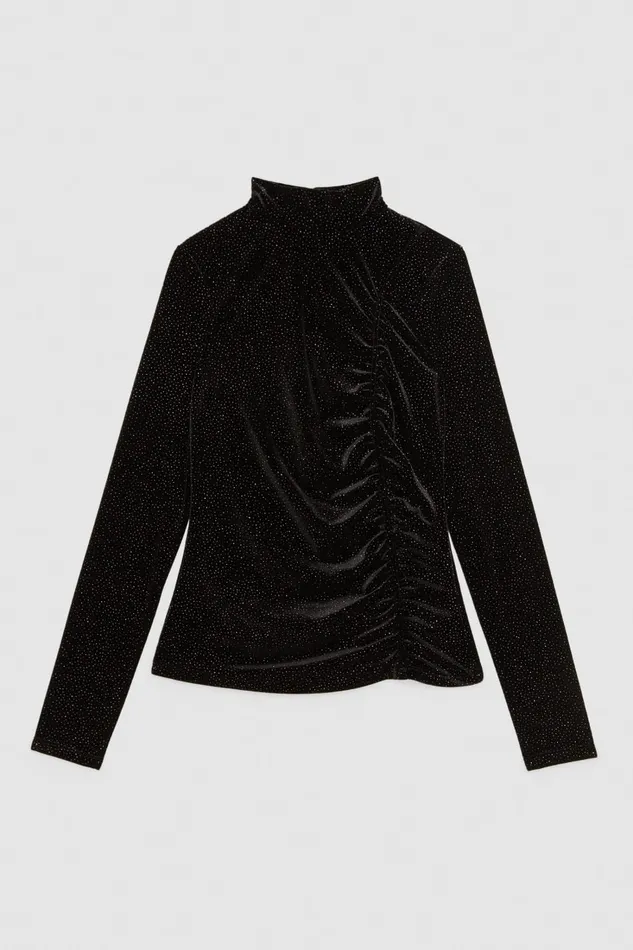 Patrizia Pepe Black Velvet Cutout Sweater Blackandpurple Glitter Apparel Tops